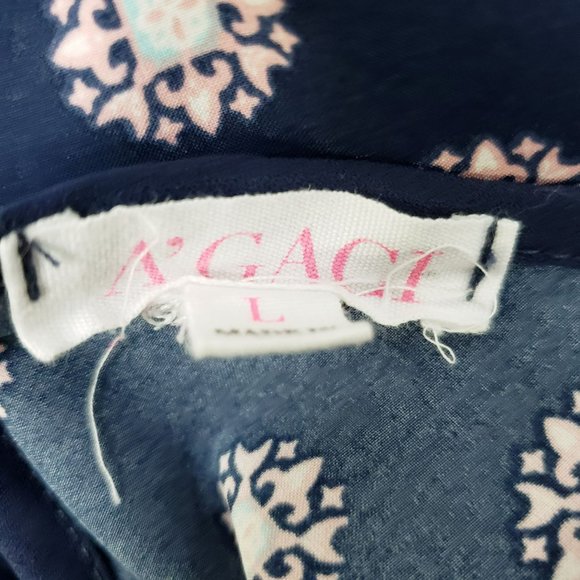 A'Gaci Tank Top Medallion and Paisley Women's Size Large Blue Pink - Picture 7 of 8